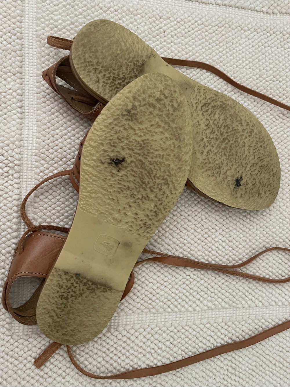 Women's Brown Leather Huarache Lace-Up Closed-Toe Sandals - Picture 3 of 5